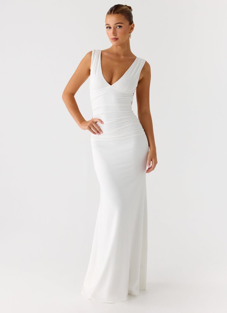 sky maxi dress Elaine Chiffon Beaded Maxi Dress / Sky Blue | MESHKI