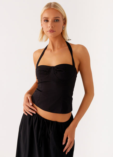 Cheryl Bustier Halter Top - Black – Peppermayo US