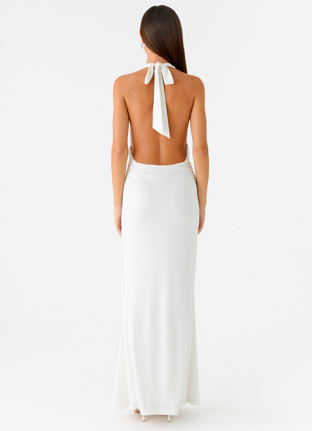 ivory halter neck dress Madrid Maxi while the low back adds a touch of sultry charm Linara Halter Neck Maxi Dress