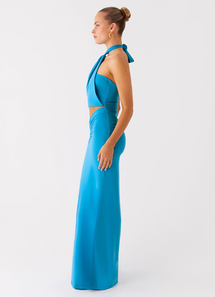 Chiquita Halter Maxi Dress - Turquoise Blue Peppermayo US Chiquita Halter Maxi Dress - Turquoise Blue Peppermayo US