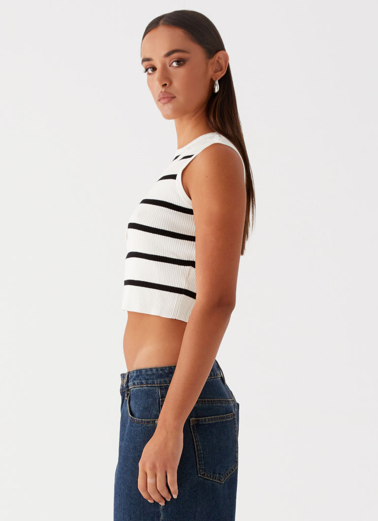 Womens Chromatic Charm Knit Top in the colour Ivory in front of a light grey background