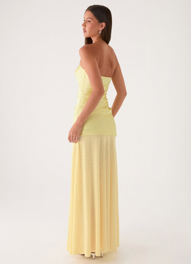 gold strapless maxi dress Cierra Strapless Maxi Dress