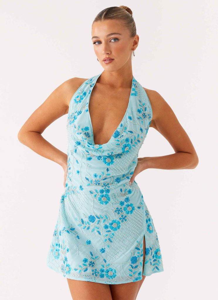 Cinzia Beaded Mini Dress - Blue Peppermayo US Cinzia Beaded Mini Dress - Blue Peppermayo US