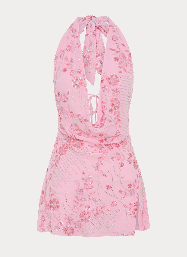 Cinzia Beaded Mini Dress - Pink Cinzia Beaded Mini Dress - Pink