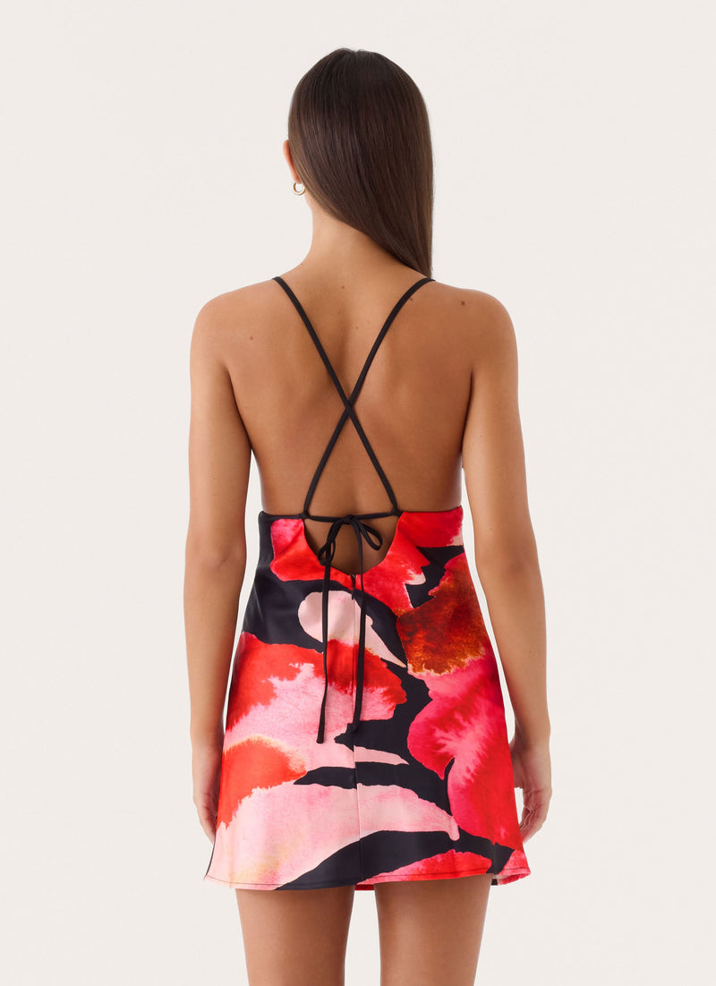 Claire Floral Mini Dress - Black Floral Print