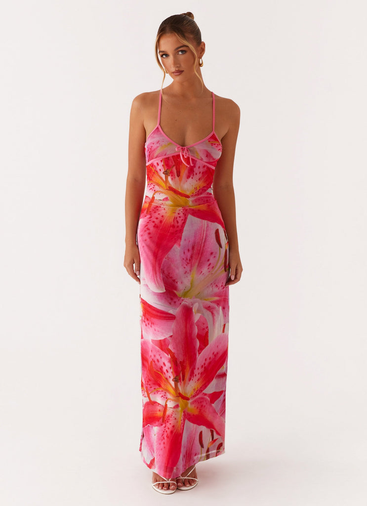 Claudie Maxi Dress - White Pink Lilly Peppermayo US Claudie Maxi Dress - White Pink Lilly Peppermayo US