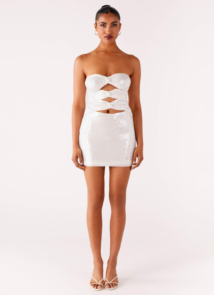 ivory sequin mini dress Romilly Sequin Mini Dress / Ivory | MESHKI