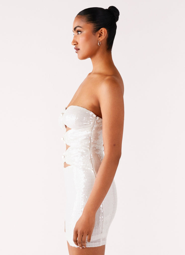 Clyra Sequin Mini Dress - Ivory Peppermayo US Clyra Sequin Mini Dress - Ivory Peppermayo US