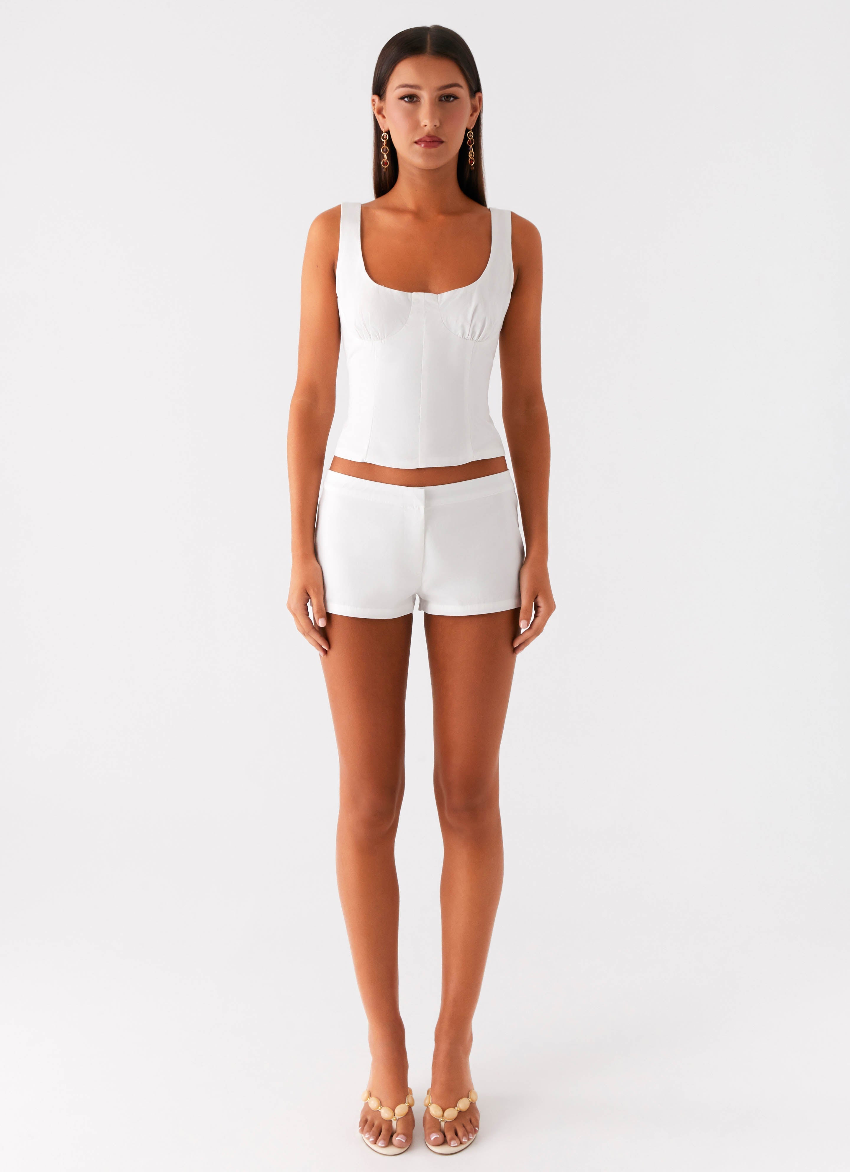 Coastline Cotton Micro Mini Shorts - White – Peppermayo US