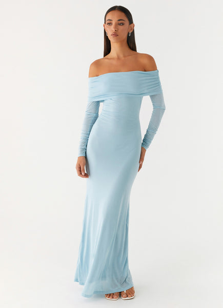 blue cold shoulder dress Blue Cold Shoulder Pleated Midi Dress *FINAL SALE* – SSYS main image 0