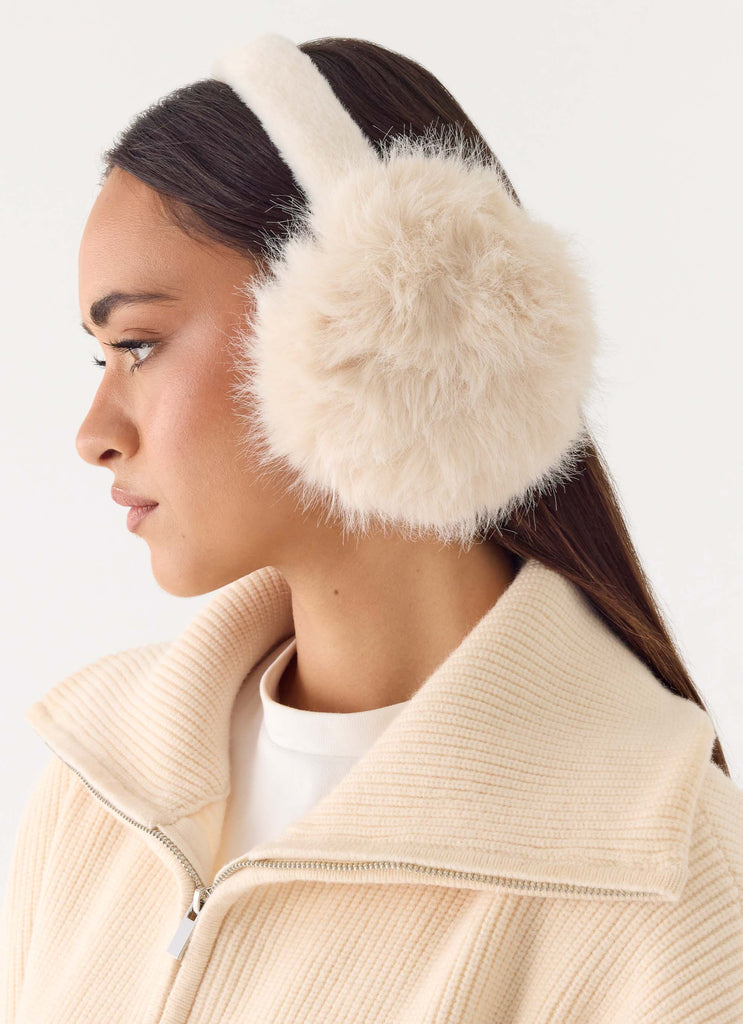 Collina Faux Fur Ear Muffs - Cream