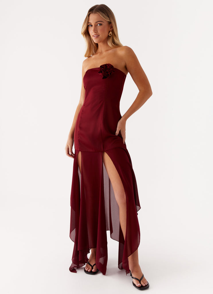 Collision Satin Maxi Dress - Cherry Red Peppermayo US Collision Satin Maxi Dress - Cherry Red Peppermayo US