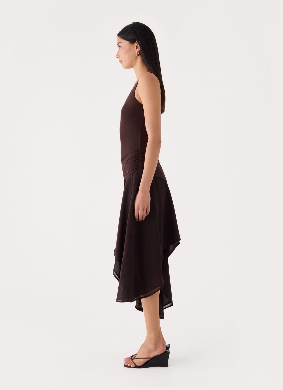 Concetta Contrast Midi Dress - Chocolate