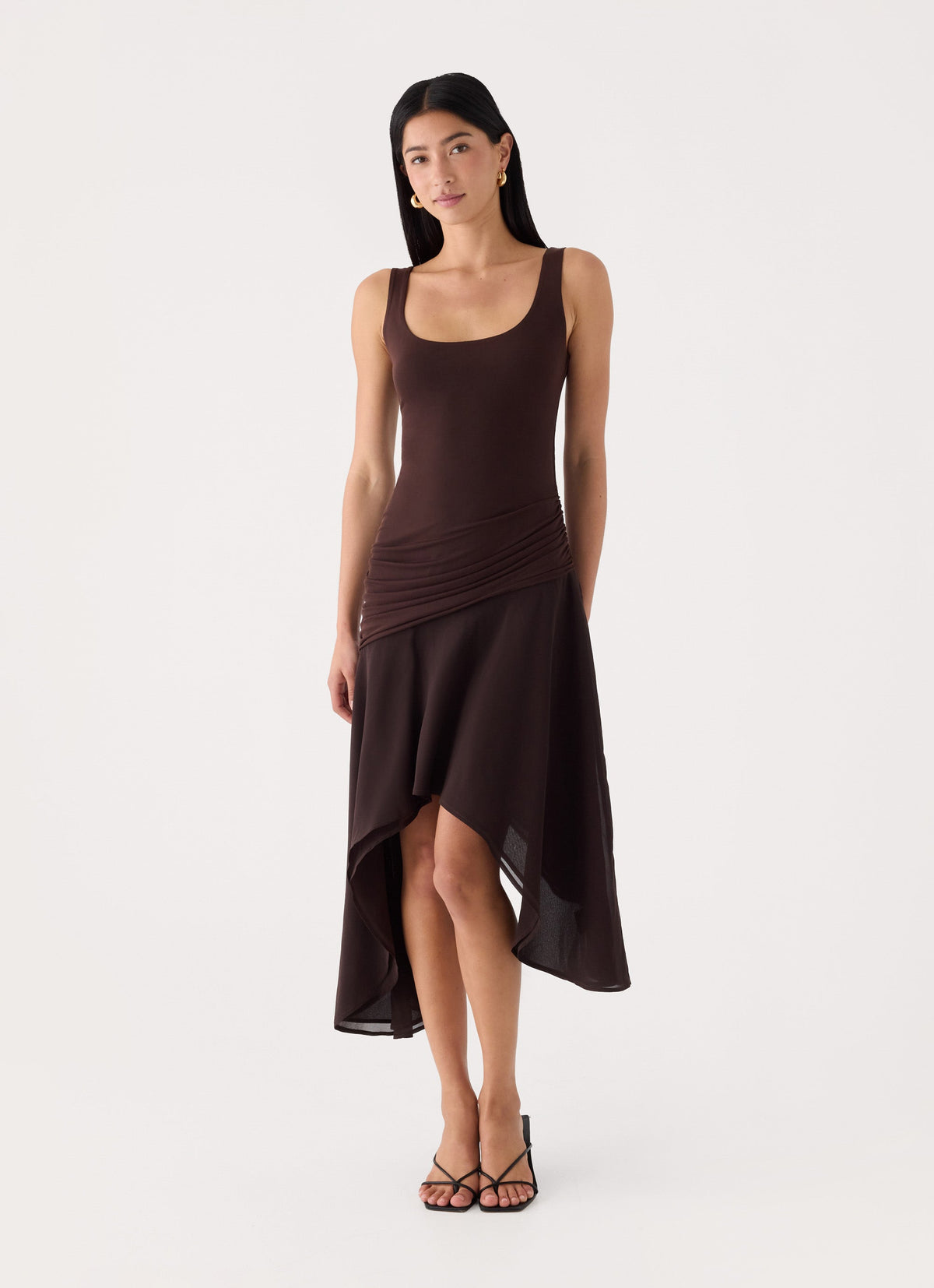 Concetta Contrast Midi Dress - Chocolate