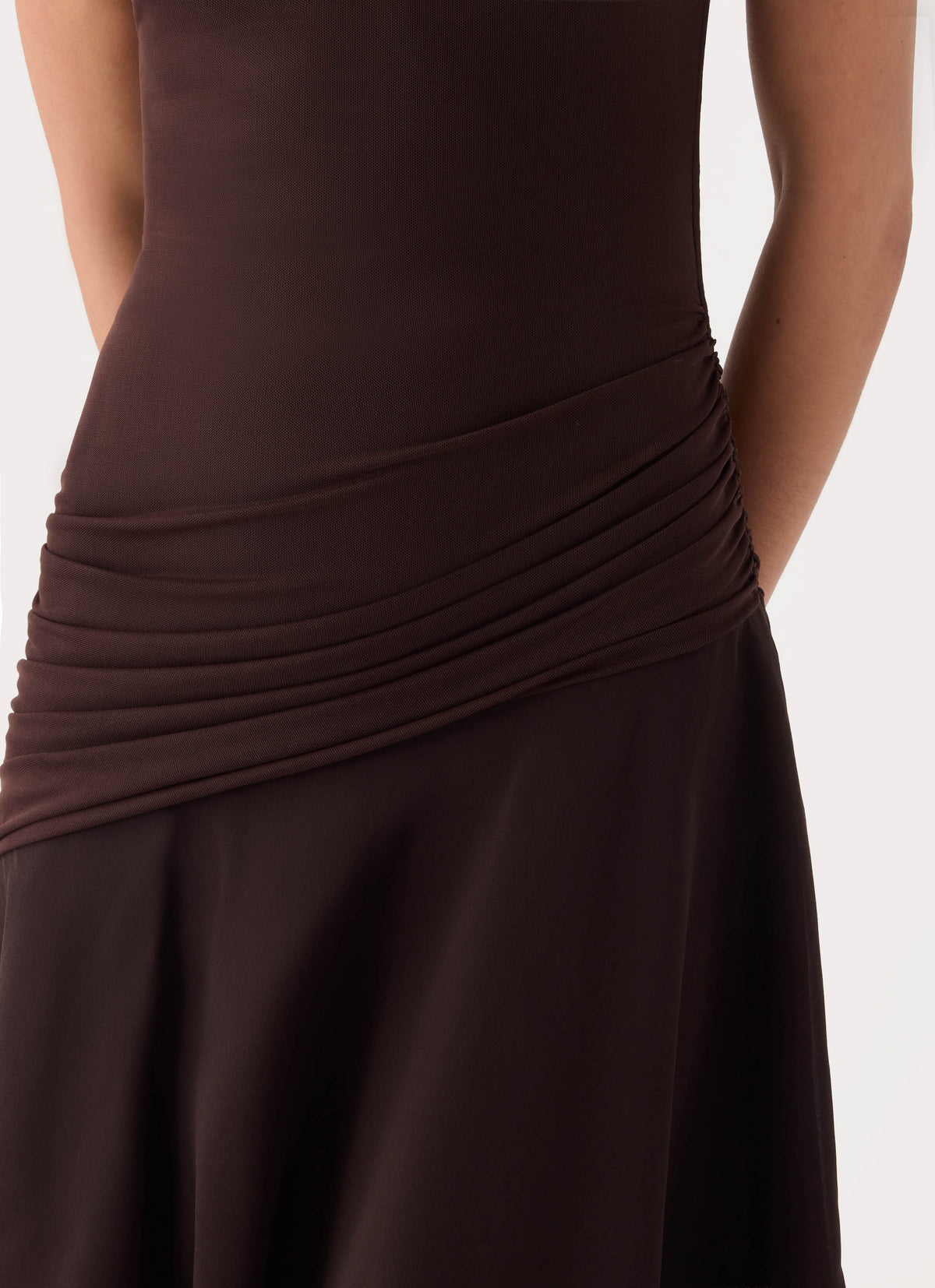 Concetta Contrast Midi Dress - Chocolate
