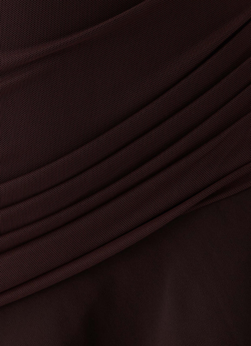 Concetta Contrast Midi Dress - Chocolate