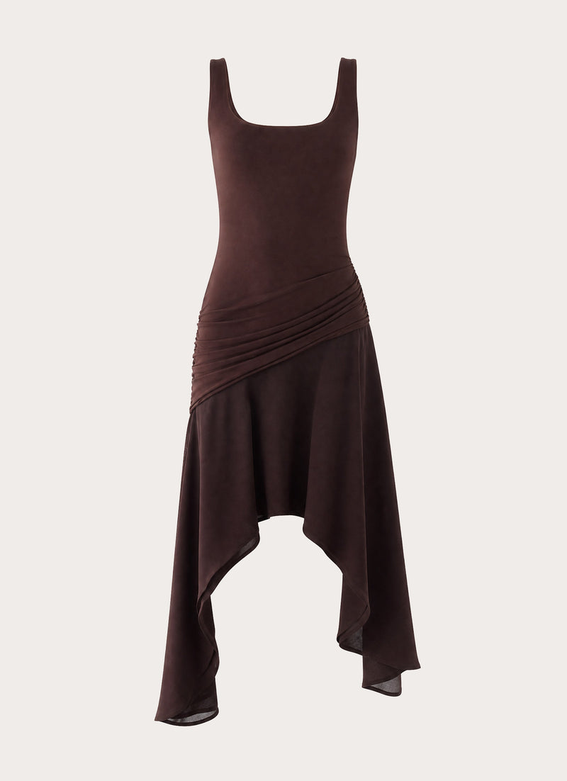 Concetta Contrast Midi Dress - Chocolate