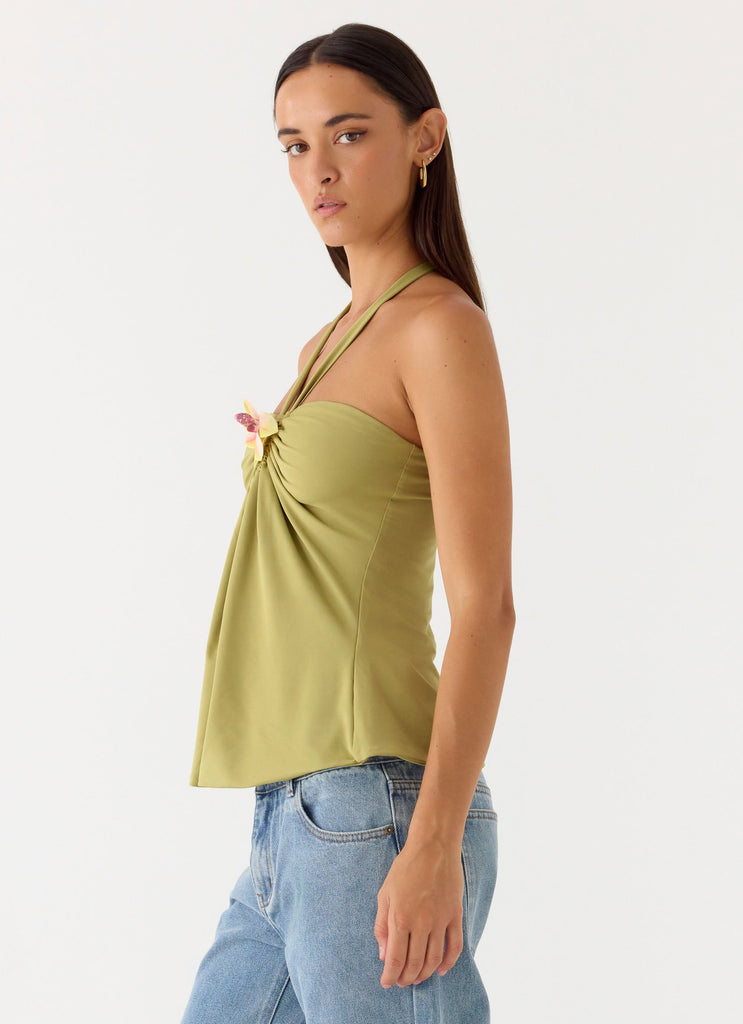 【TODAYFUL】 Halterneck Apron Tops - Olive Corah Halter Top - Green Olive – Peppermayo US