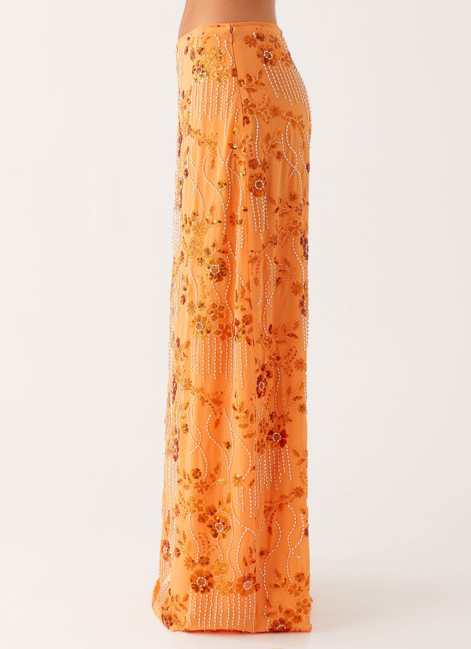 Corinna Low Rise Sequin Maxi Skirt Orange Peppermayo US corinna-low-rise-sequin-maxi-skirt-orange-peppermayo-us