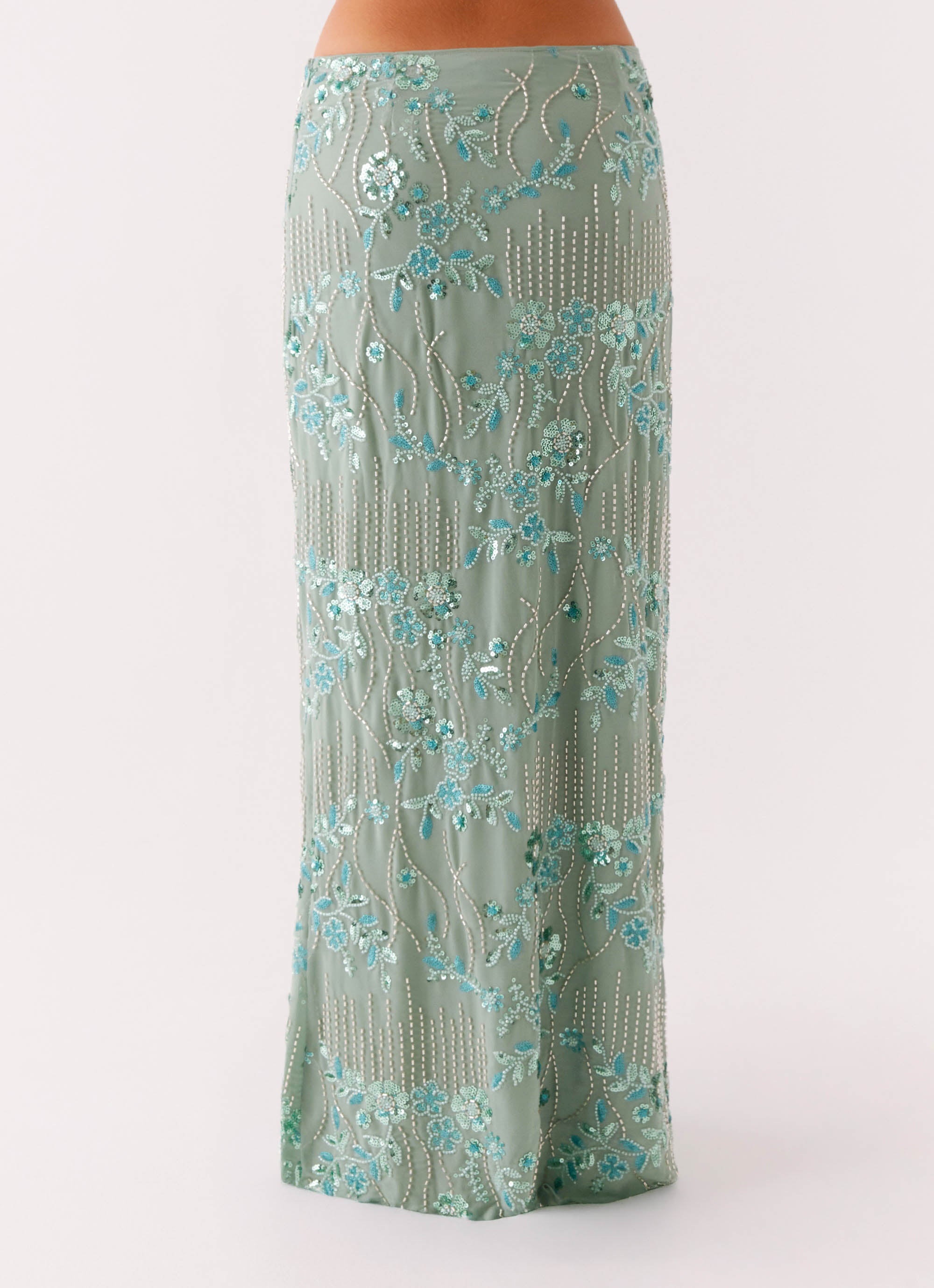 Corinna Low Rise Sequin Maxi Skirt - Mint – Peppermayo US