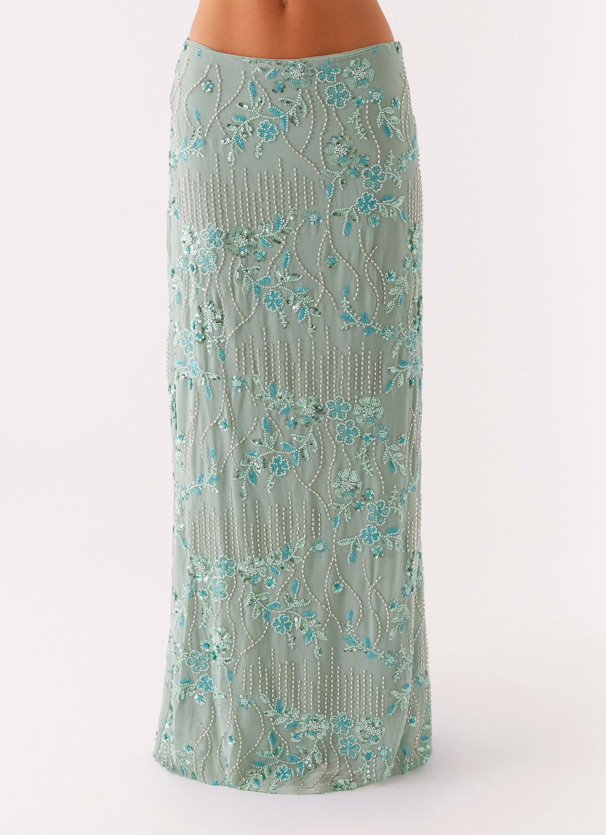 Corinna Low Rise Sequin Maxi Skirt - Mint – Peppermayo US