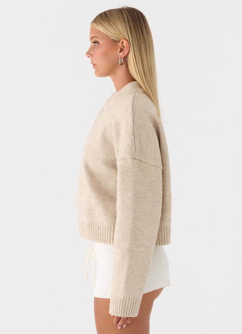 Cornelia Button Up Jumper - Oatmeal