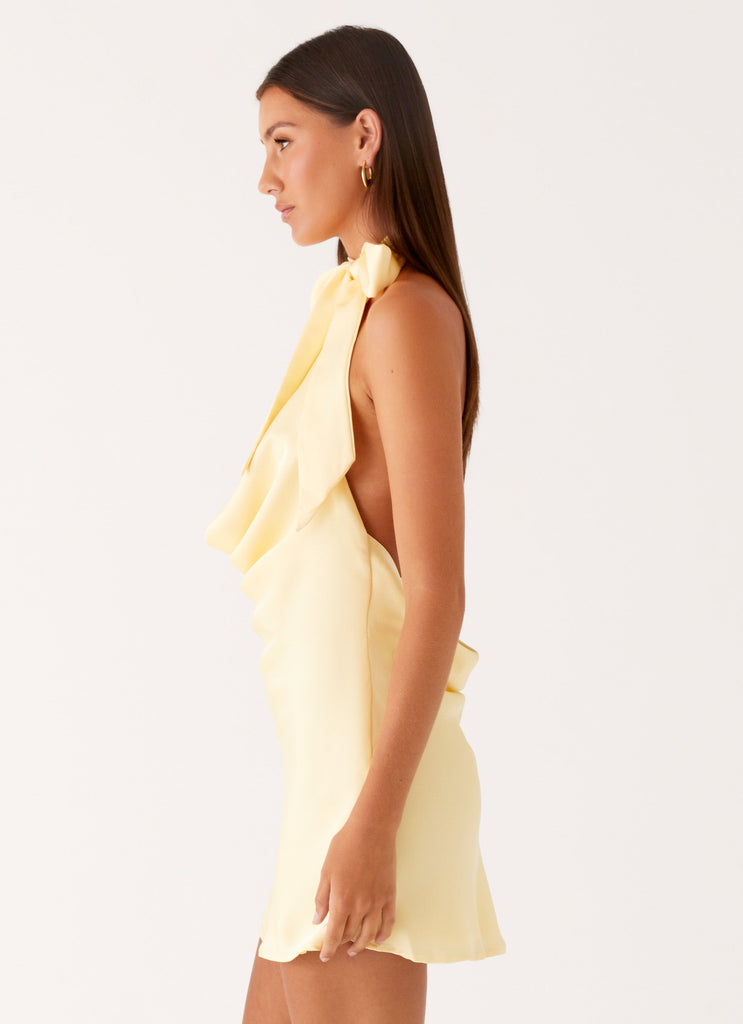 yellow mini dress with scarf Cory Cowl Scarf Mini Dress