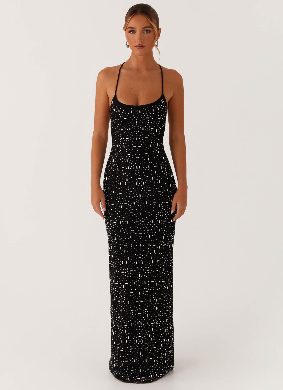 rhinestone mesh dress Hanne Backless Mini In Silver Mew Mews 100%Polyester Rhinestone Mesh Bandage Dress