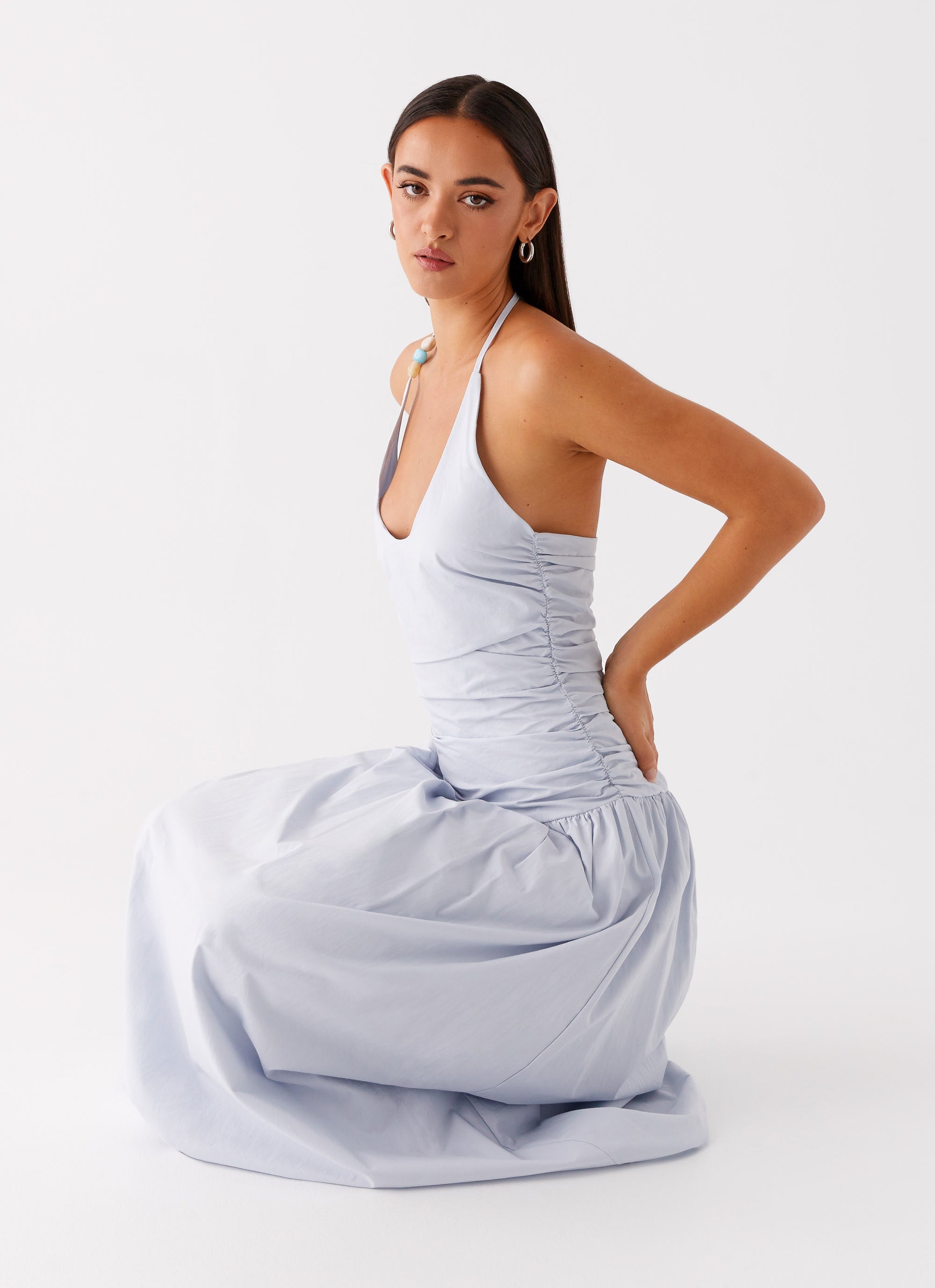 Cristina Halter Maxi Dress - Cornflower Blue Peppermayo US Cristina Halter Maxi Dress - Cornflower Blue Peppermayo US