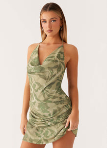 jade silk mini dress 'Chantelle' Jade Silk Organza Open Back Mini Dress