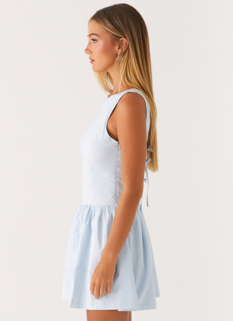 Dakota Bow Mini Dress - Pale Blue Peppermayo US Dakota Bow Mini Dress - Pale Blue Peppermayo US