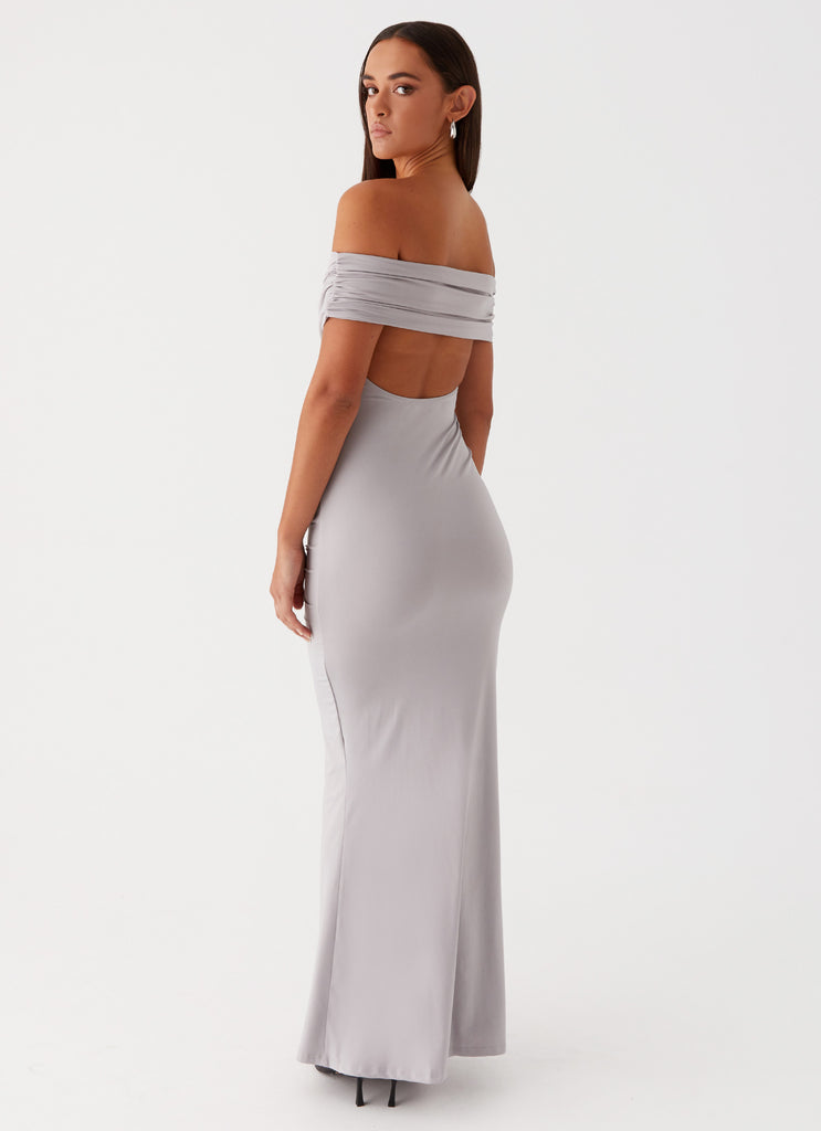 Womens Dancefloor Maxi Dress in the colour Grey in front of a light grey background