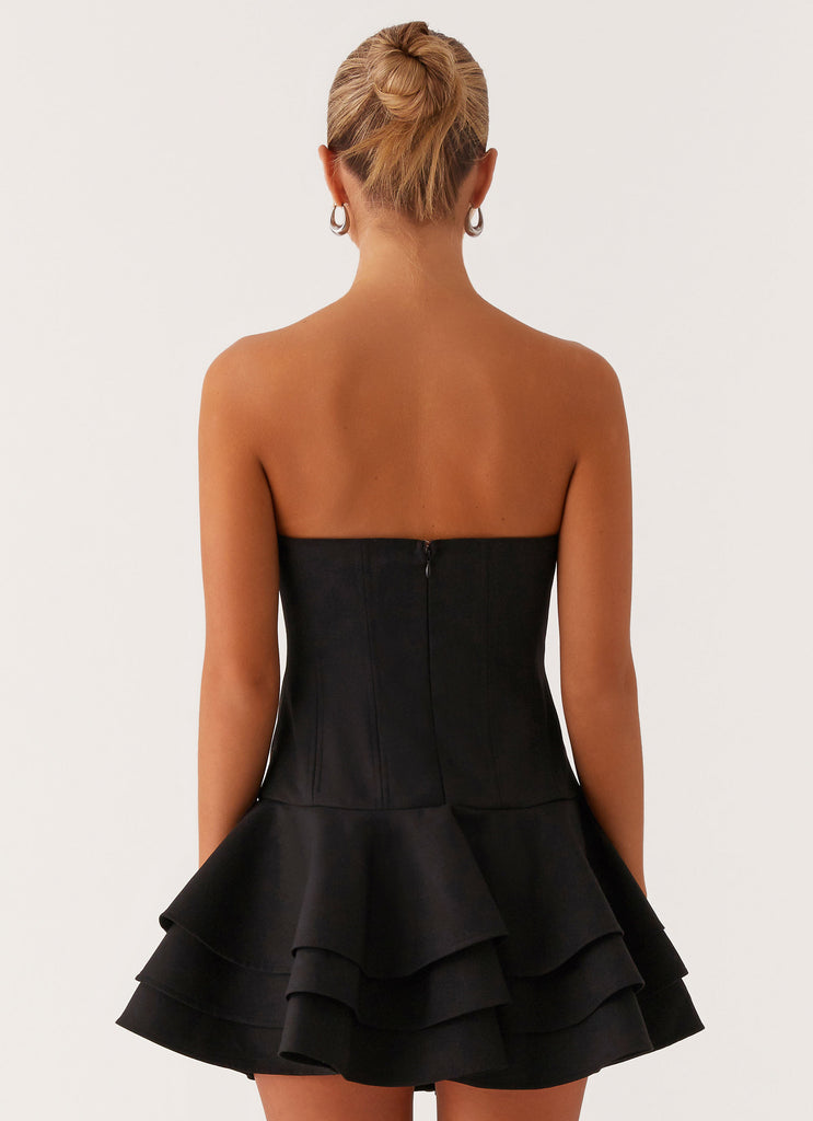 Floriana Ruffle Corset Mini Dress - Black