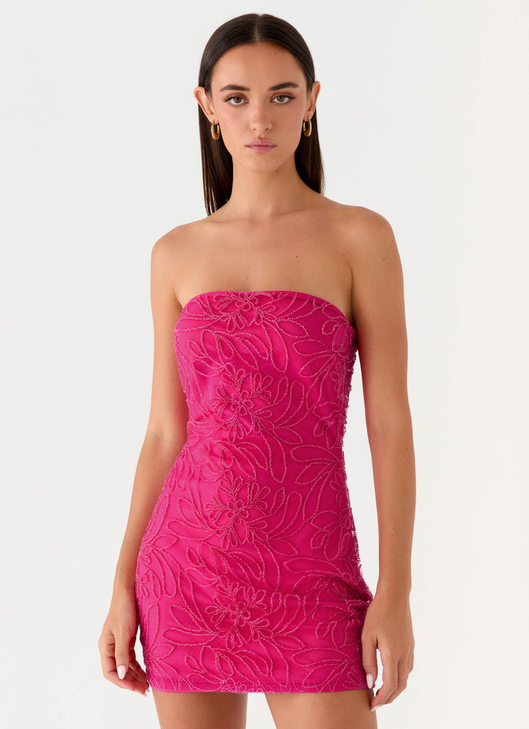 Dangerous Kind Beaded Mini Dress - Hot Pink Hot Pink / US 12 Dangerous Kind Beaded Mini Dress - Hot Pink Hot Pink / US 12