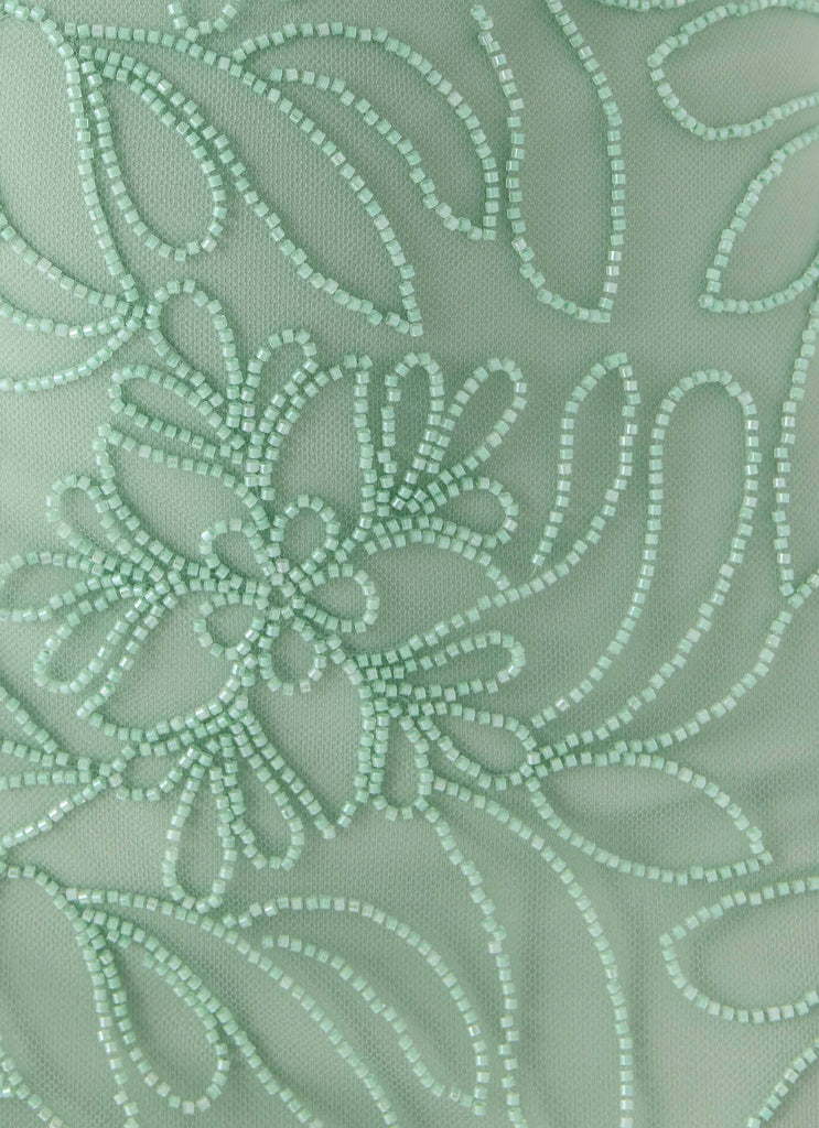 Dangerous Kind Beaded Mini Dress - Sage