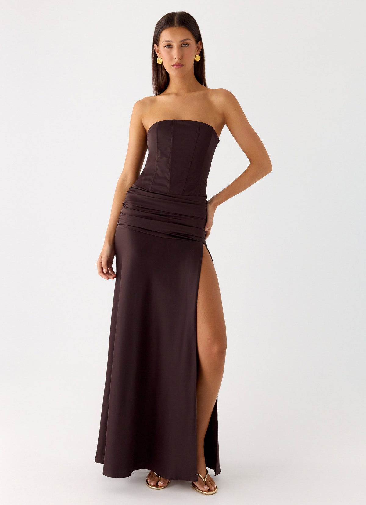Darana Corset Satin Maxi Dress
