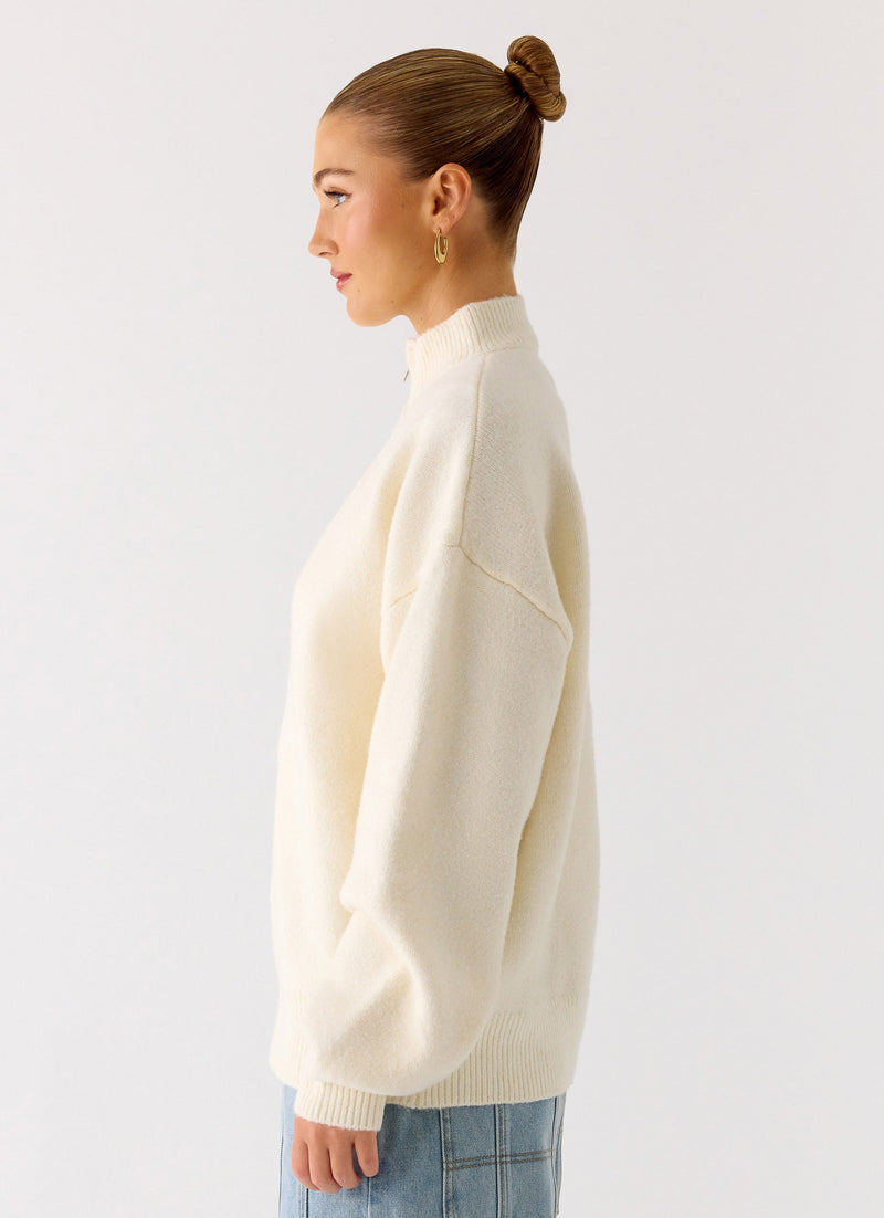 Davy Knit Zip Jacket - Ivory