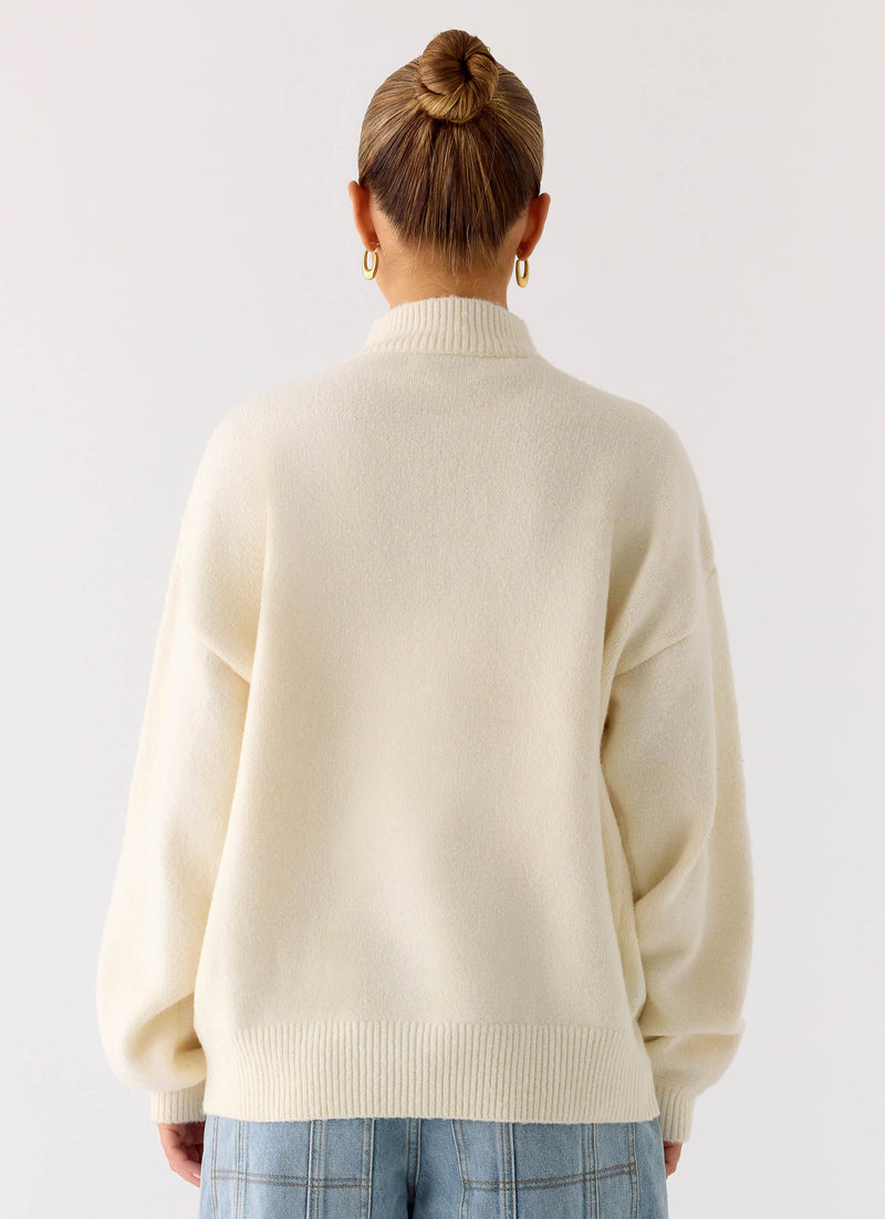 Davy Knit Zip Jacket - Ivory