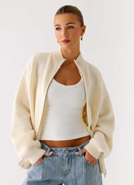 Davy Knit Zip Jacket - Ivory – Peppermayo US