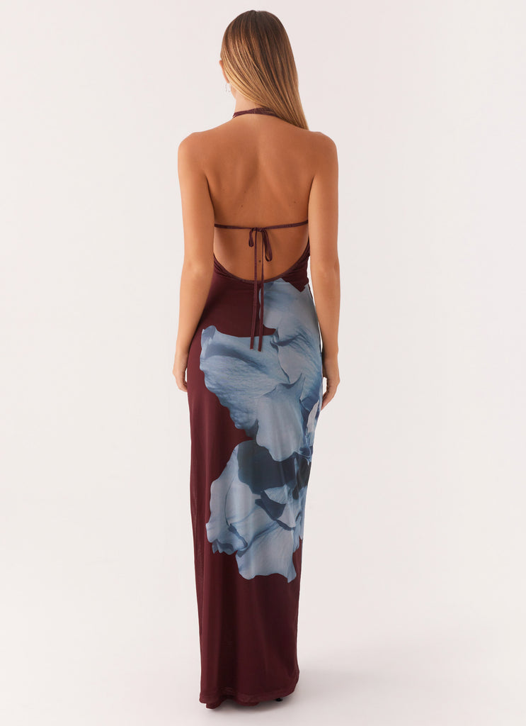 Dayana Halterneck Maxi Dress - Maroon Print Peppermayo US Dayana Halterneck Maxi Dress - Maroon Print Peppermayo US