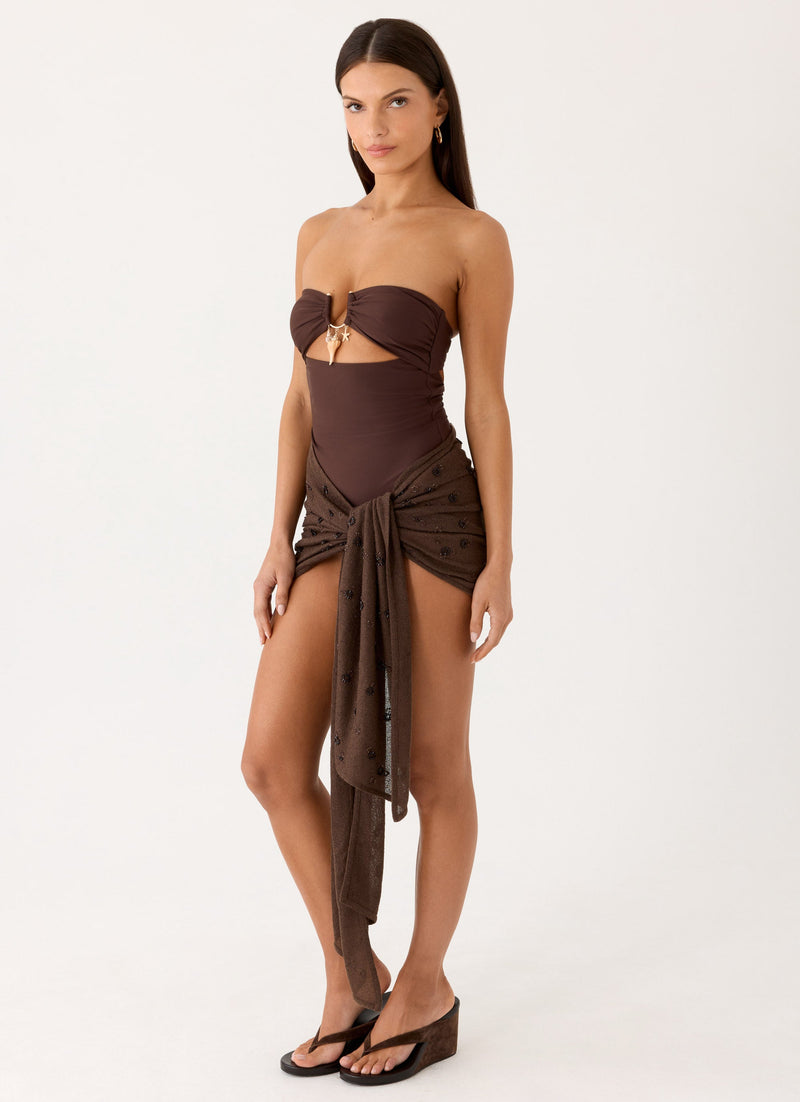 Deia Beaded Sarong - Chocolate