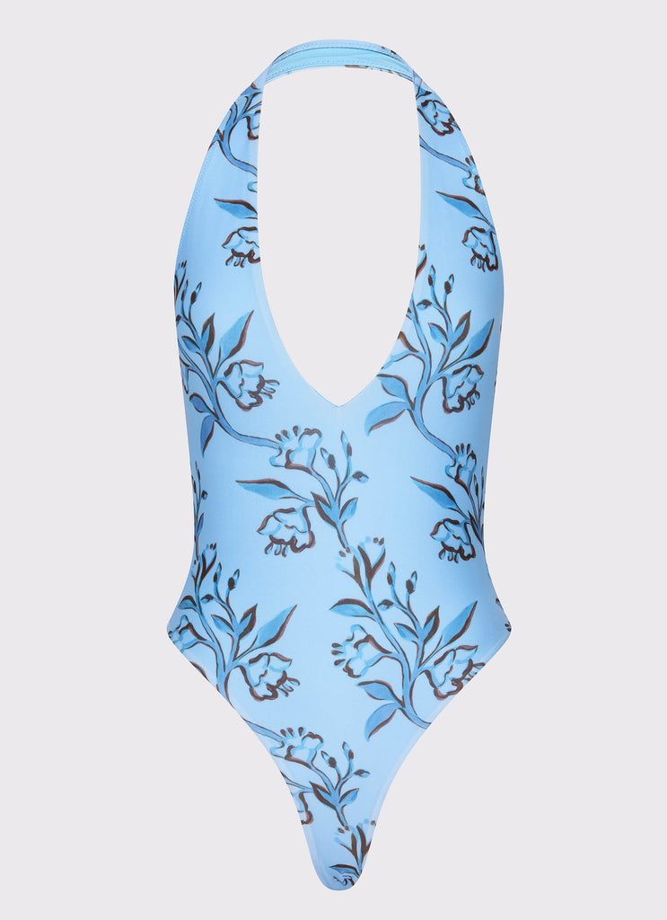 Delia One Piece Swimsuit - Blue Floral Print