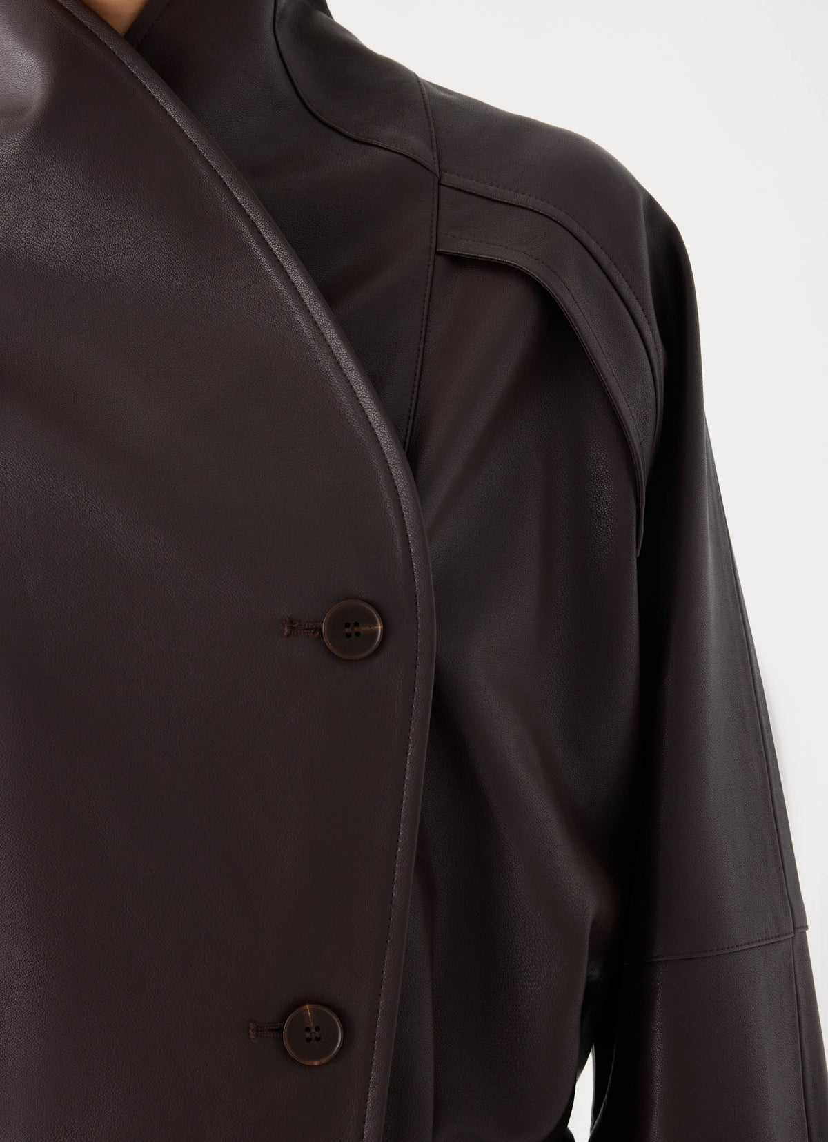 Deliana Oversized PU Jacket - Chocolate