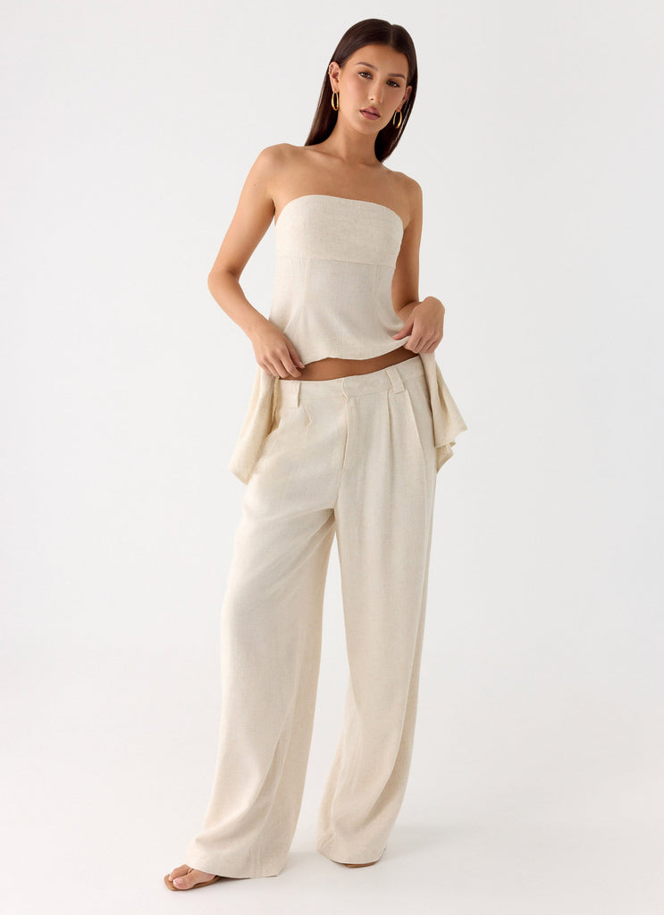 women's low rise dress pants Delong Low Rise Linen Pants