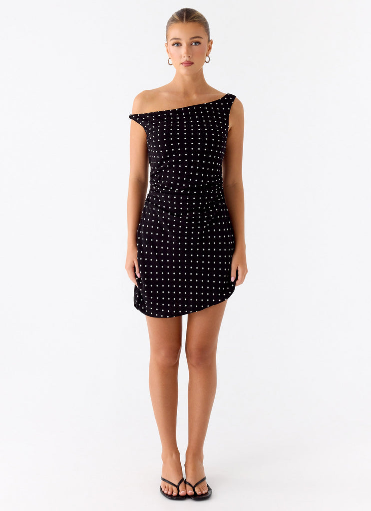 Delusional Mini Dress - Black Polkadot