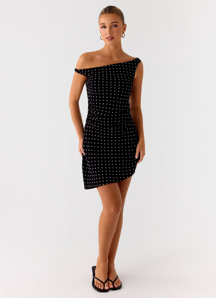 Delusional Mini Dress - Black Polkadot