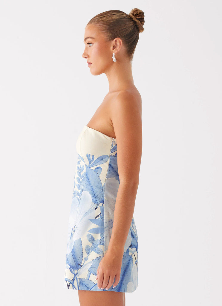 Denby Strapless Mini Dress - Blue Floral Print Peppermayo US Denby Strapless Mini Dress - Blue Floral Print Peppermayo US