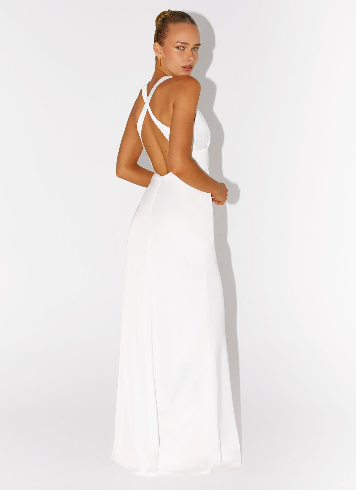 white halterneck dresses Halter Neck Glitter Silk White Dress with Jacket HAREM's Brides If you dont believe in love at first sight Serene White Satin Halter Neck