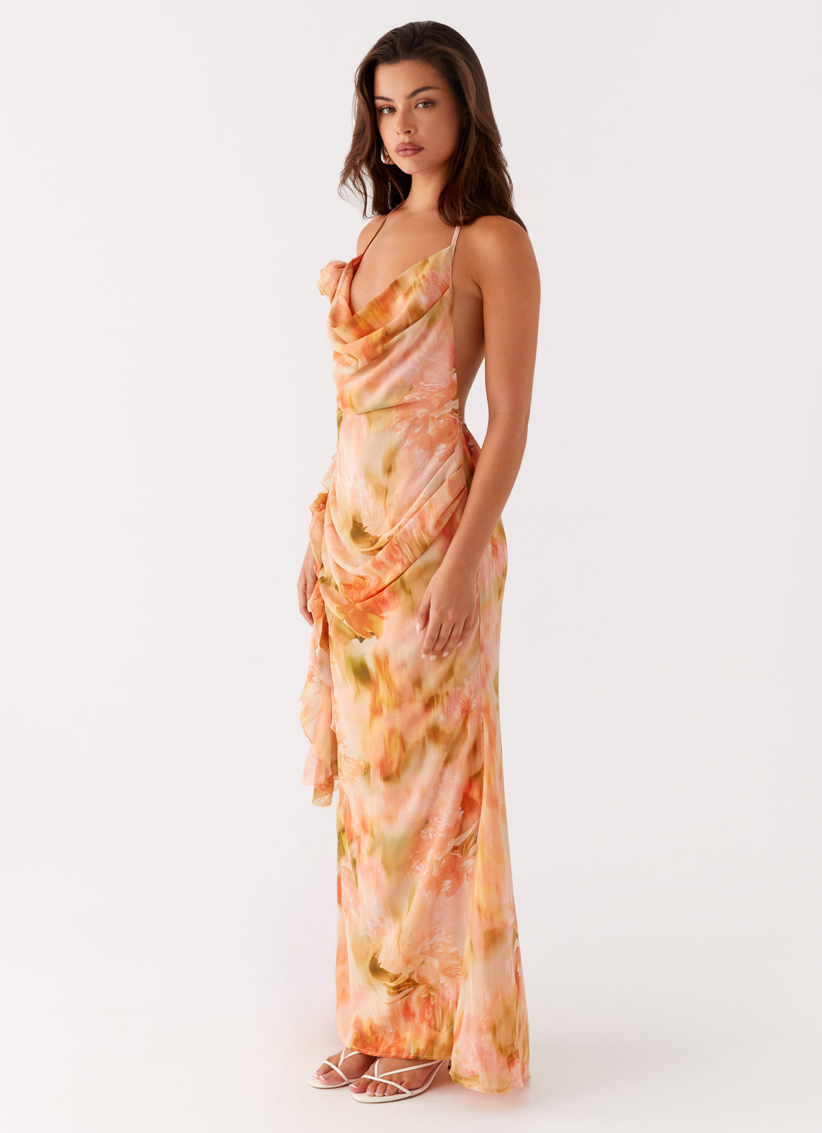 peppermayo maxi dress Peasella Flower embellishment Diedre Rose Strappy Maxi Dress