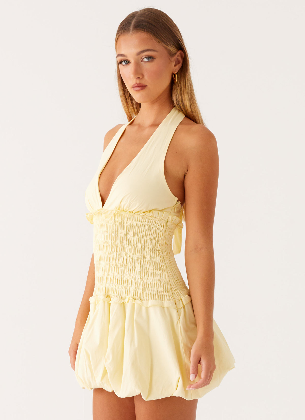 peppermayo yellow mini dress Lights Out 114cm / 44.9in Bodycon Pastel Yellow Short Dress